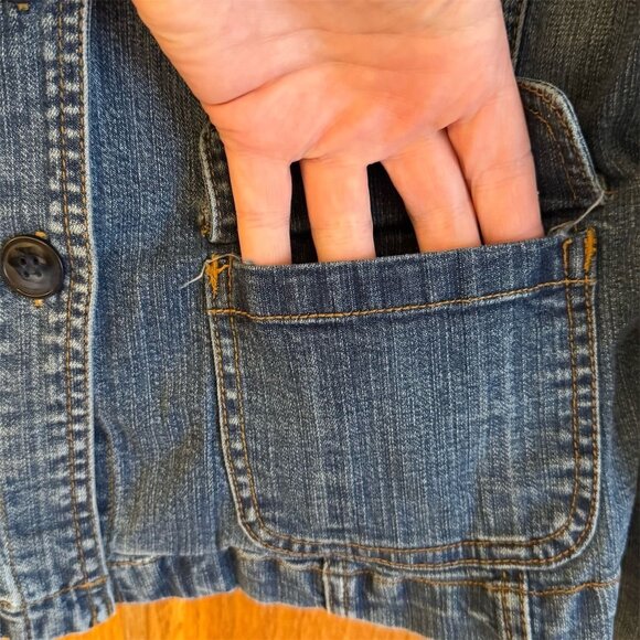 St. John's Bay Women's Stretch Denim Jacket Blue Size M Casual Button-Up - Picture 5 of 7